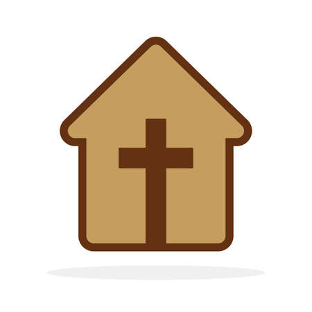 Church icon. House icon with christian cross symbol. Vector illustration. Conceptual religion icon.のイラスト素材