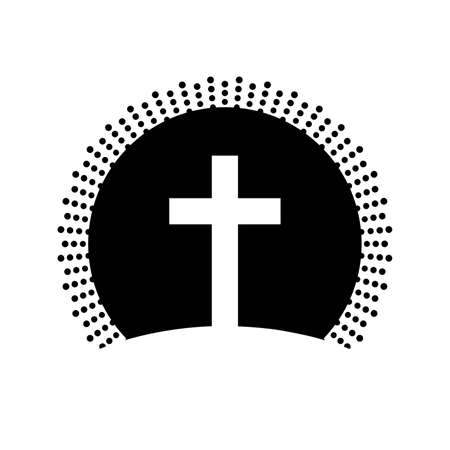 Christian cross icon. Vector christian cross. Black religion symbol. Vector illustrationのイラスト素材