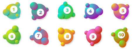 Number bullet points 1 to 10. Creative 3d markers set. Vector illustration.