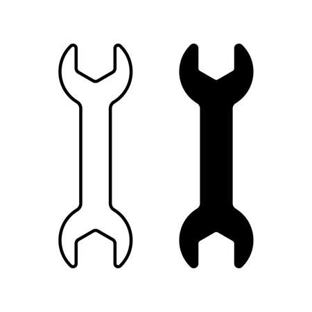 Wrench icon. Repair icon. Black isolated service icon. Vector illustration.のイラスト素材
