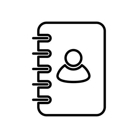 Phone book icon. Address book linear icon. Vector illustration. Contacts book icon. Black signのイラスト素材