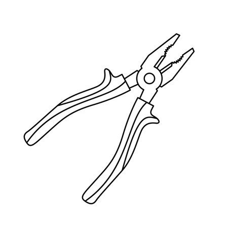 Pliers icon. Hand tool linear icon. Vector illustration. Black pliers iconのイラスト素材