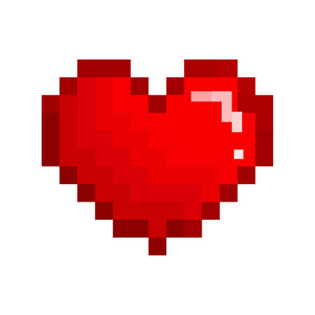 Heart icon. Pixel art heart icon. Red love symbol. Vector illustrationのイラスト素材