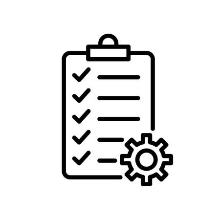 Check list linear icon. Clipboard with check marks. Vector illustration. Setting icon.のイラスト素材