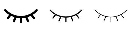 Closed eye linear icon. Simple symbol of eye. Black vector illustration. Human eye icon.のイラスト素材