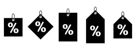 Discount offer tag icon. Set os shopping tags icons. Conceptual business icons. Percentage icon....