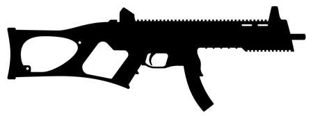 Gun icon isolated. machine gun. firearms. Submachine gun black sign. vector illustration. Rifle icon