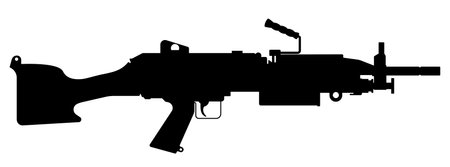 Gun icon isolated. machine gun. firearms. Submachine gun black sign. vector illustration. Rifle iconのイラスト素材