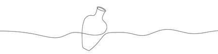 Continuous line drawing of vase. one line drawing background. vector illustration. Linear drawing of a vaseのイラスト素材