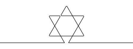 Continuous line drawing of star of David. Star of David line icon. One line drawing background....