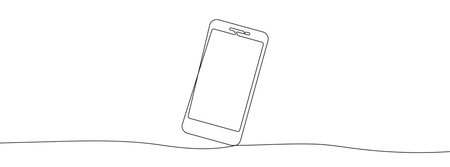 Phone line background. One line drawing background. Continuous line drawing of smartphone. Vector illustration.のイラスト素材