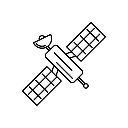 satellite icon. Black icon of satellite. vector illustration. Linear satellite icon isolatedのイラスト素材