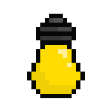 Pixelated light bulb icon. Cute light bulb icon isolated. vector illustration. Pixel art icon.のイラスト素材