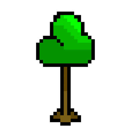 Pixelated tree icon. Cute tree isolated. vector illustration. green pixel treeのイラスト素材