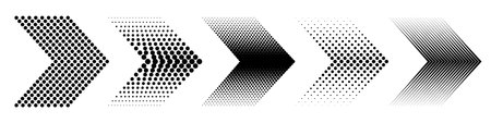 Arrows. Set of dotted arrows. Halftone arrows. vector illustration.のイラスト素材