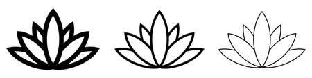 Lotus icons set. lotus flower silhouette. Lotus flower vector illustration. black iconのイラスト素材