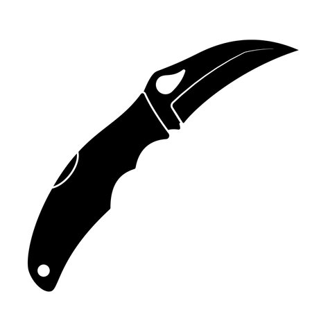 Jackknife icon. Black folding knife icon isolated on white background. Vector illustration in flat design.のイラスト素材