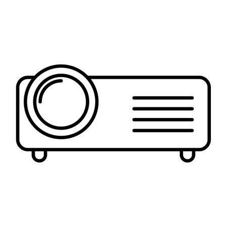 Video projector icon. Black linear projector icon. vector illustration. Projector symbol isolatedのイラスト素材