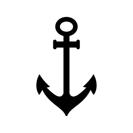 Anchor icon. Black anchor icon on white background. vector illustration. Anchor silhouetteのイラスト素材