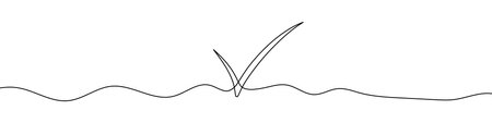 Check mark in continuous line drawing style. Line art of the approved symbol. vector illustration. abstract backgroundのイラスト素材