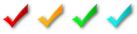 Set of checkmarks. Colorful check icons with shadow. vector illustration. Approved iconのイラスト素材