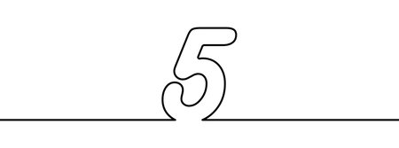 Number 5 in continuous line drawing style. Line art of number five. vector illustration. Abstract drawing number 5のイラスト素材