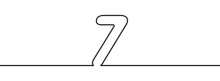 Number 7 in continuous line drawing style. Line art of number seven. vector illustration. Abstract drawing number 7のイラスト素材