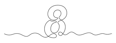 Number 8 in continuous line drawing style. Line art of number eight. vector illustration. Abstract drawing number 8のイラスト素材