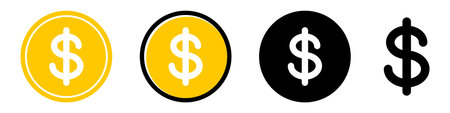 Dollar symbol icons. Set of dollar coin icons. cash sign. vector illustration.のイラスト素材