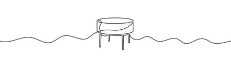 Continuous linear drawing of chair. Single line drawing of chair. vector illustration. line art of stoolのイラスト素材