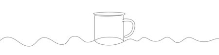 Continuous line drawing of cup. The mug one line icon. one line drawing background. vector illustration. Cup black iconのイラスト素材