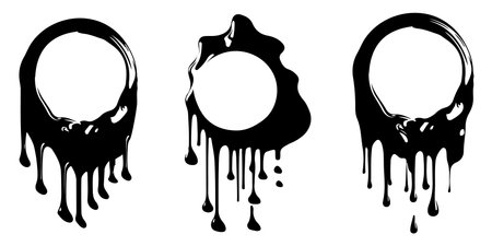 Illustrazione per Splashes. Blotter spots. Black liquid paint splash or ink splatter. abstract grunge background. vector illustration - Immagini Royalty Free