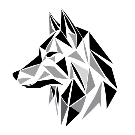 Wolf logo design. Abstract black polygon wolf head. Calm wolf face. vector illustration