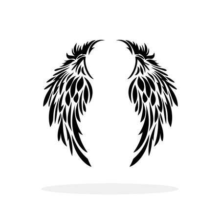 Wing icon. Black icon of wings on white background. Wings logo design. vector illustrationのイラスト素材