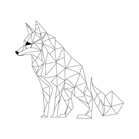 Fox logo design. Abstract black polygonal fox. Calm fox. vector illustrationのイラスト素材