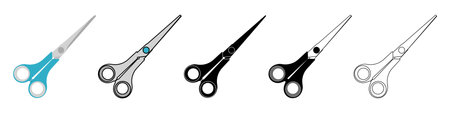 Scissor icons set. Isolated cutting scissors. Pictogram of scissors. Symbol of cutting. vector illustrationのイラスト素材
