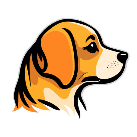 Dog head logo design. Abstract colorful dog face. smart dog face. vector illustrationのイラスト素材