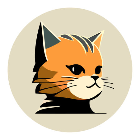 Cat head logo design. Abstract drawing cat face. Cute cat faces. vector illustrationのイラスト素材