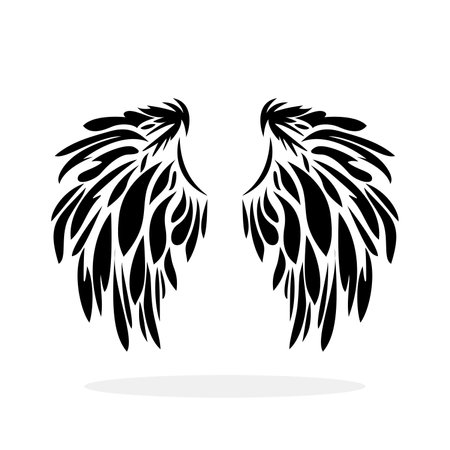 Wing icon. Black icon of wings on white background. Wings logo design. vector illustrationのイラスト素材