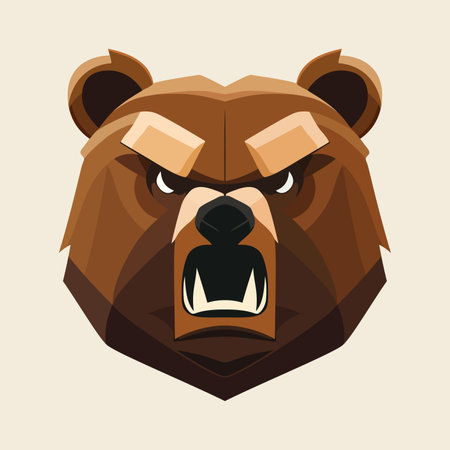 Bear head logo design. Abstract bear face isolated. Angry bear face. vector illustrationのイラスト素材