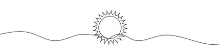 Sun icon in continuous line drawing style. Line art sun icon. vector illustration. abstract backgroundのイラスト素材