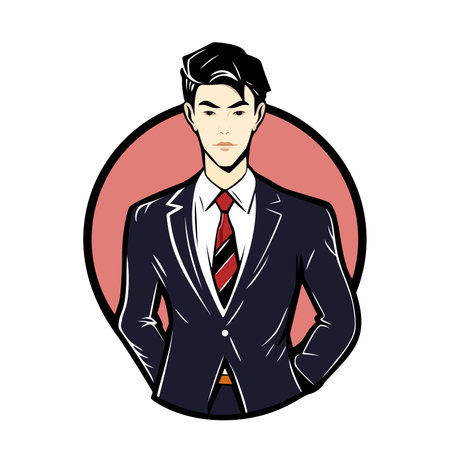 Businessman avatar illustration. Simple cartoon user portrait. User profile icon. Business leader. Vector illustrationのイラスト素材