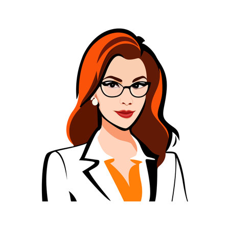 Business woman avatar illustration. Simple cartoon user portrait. User profile icon. Business leader. Vector illustrationのイラスト素材