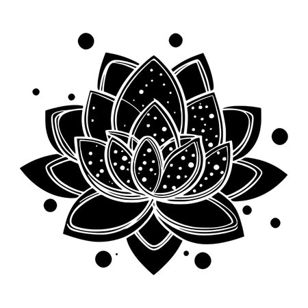 Lotus flower icon isolated on white background. Lotus flower black icon. Lotus plant. Vector illustrationのイラスト素材