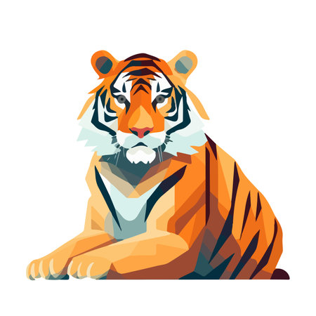 Cute tiger isolated. Beautiful image of a tiger. Tiger in flat style. Vector illustrationのイラスト素材