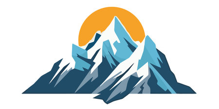 Mountain image. Cute rocky peaks in flat style. Mountaintop image. Vector illustrationのイラスト素材