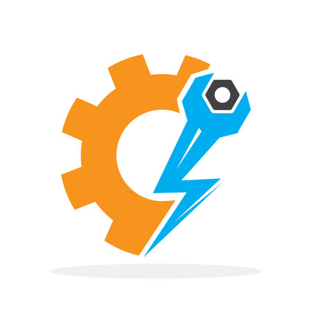 Service icon. Quick support concept. Wrench lightning icon. Vector illustration.のイラスト素材