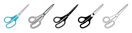 Scissors icons set. Isolated cutting scissors. Pictogram of scissor. Symbol of cutting. Vector illustrationのイラスト素材