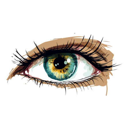 Beautiful realistic female eye. Cute drawing eye on white background. Hand drawn watercolor eye. Vector illustrationのイラスト素材