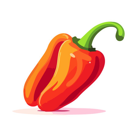 Red paprika in flat design. Sweet pepper icon on white background. Vector illustration. Generated AIの素材